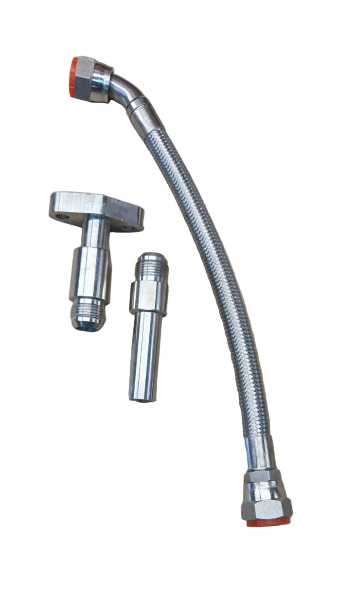 BPS Cummins ISX Turbo Oil Drain Line Kit - SS Braided  BPS Diesel
