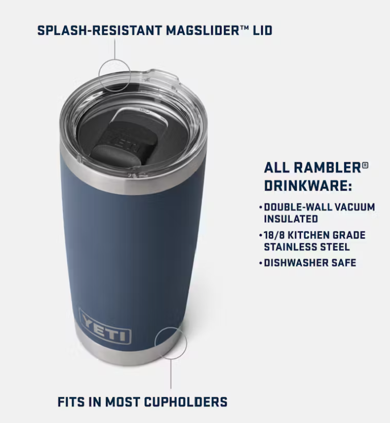 Yeti Rambler® 20 oz Tumbler - Tough Insulated Travel Mug for Truck Drivers & Diesel Mechanics  BPS Diesel