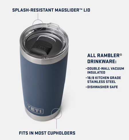 Yeti Rambler® 20 oz Tumbler - Tough Insulated Travel Mug for Truck Drivers & Diesel Mechanics  BPS Diesel